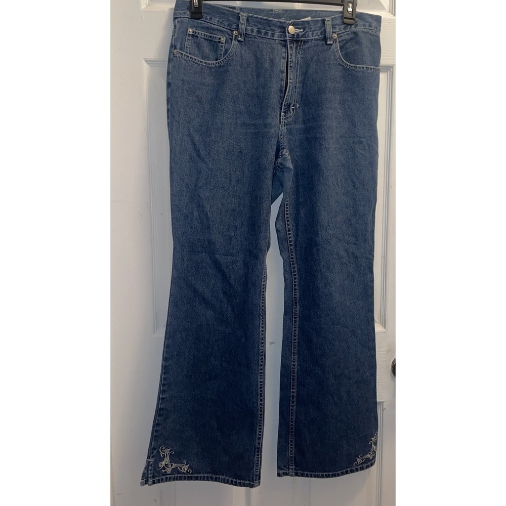 VTG Jordache Jeans Womens 15/16 Bootcut Flare With Embellished Designs On Legs